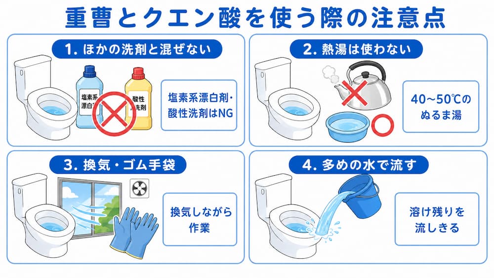 重曹とクエン酸を使う際の注意点