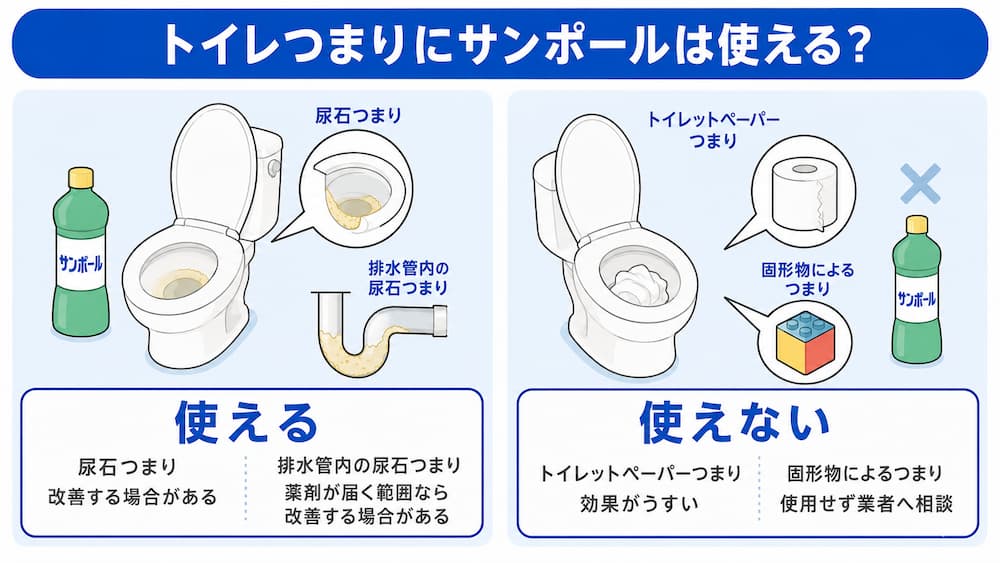 トイレつまりにサンポールは使える?
