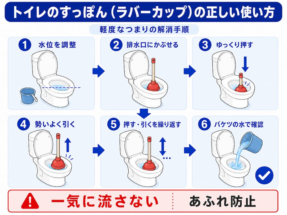 トイレのすっぽん(ラバーカップ)の正しい使い方