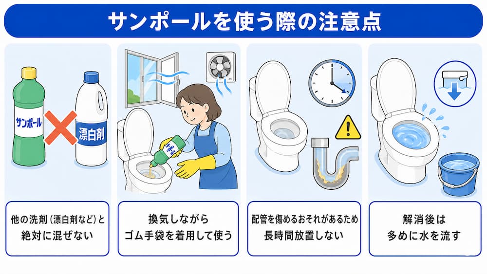 サンポールを使うときの注意点