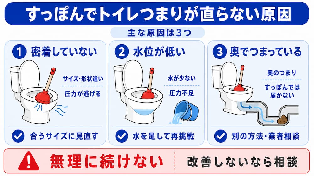 すっぽんでトイレつまりが直らない原因