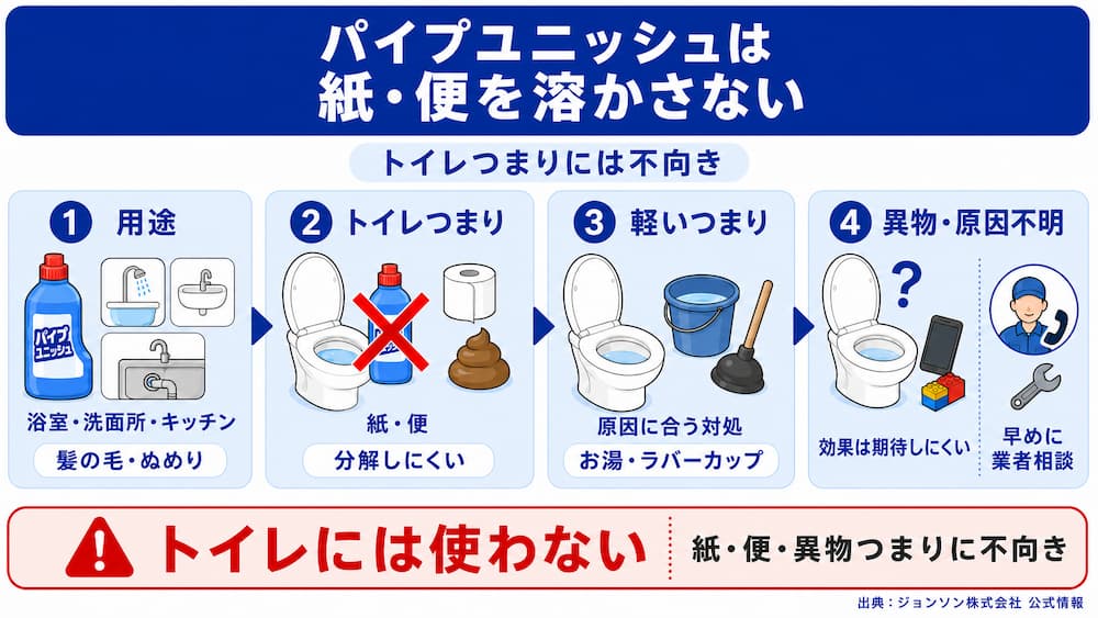 パイプユニッシュがトイレつまりに向かない理由
