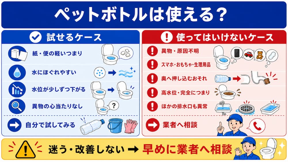トイレつまりはペットボトルで代用できる