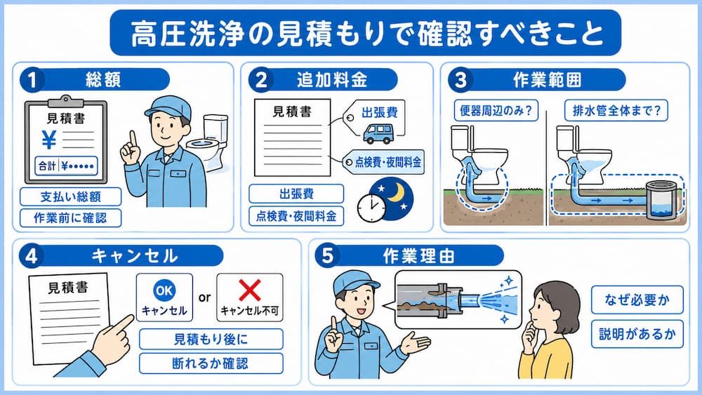 高圧洗浄の見積もりで確認すべきこと