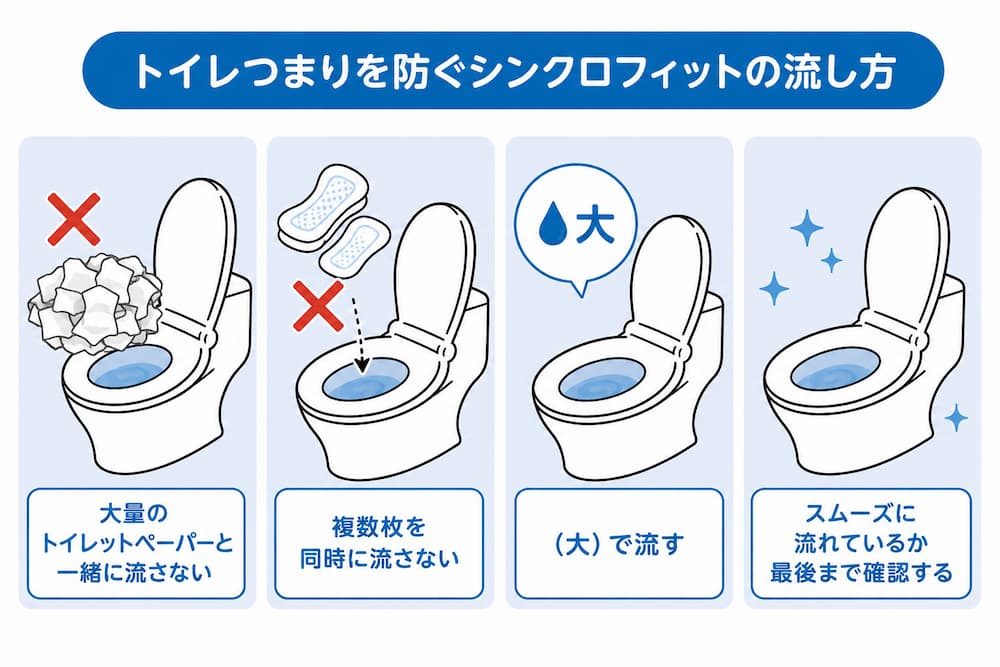 トイレつまりを防ぐシンクロフィットの流し方