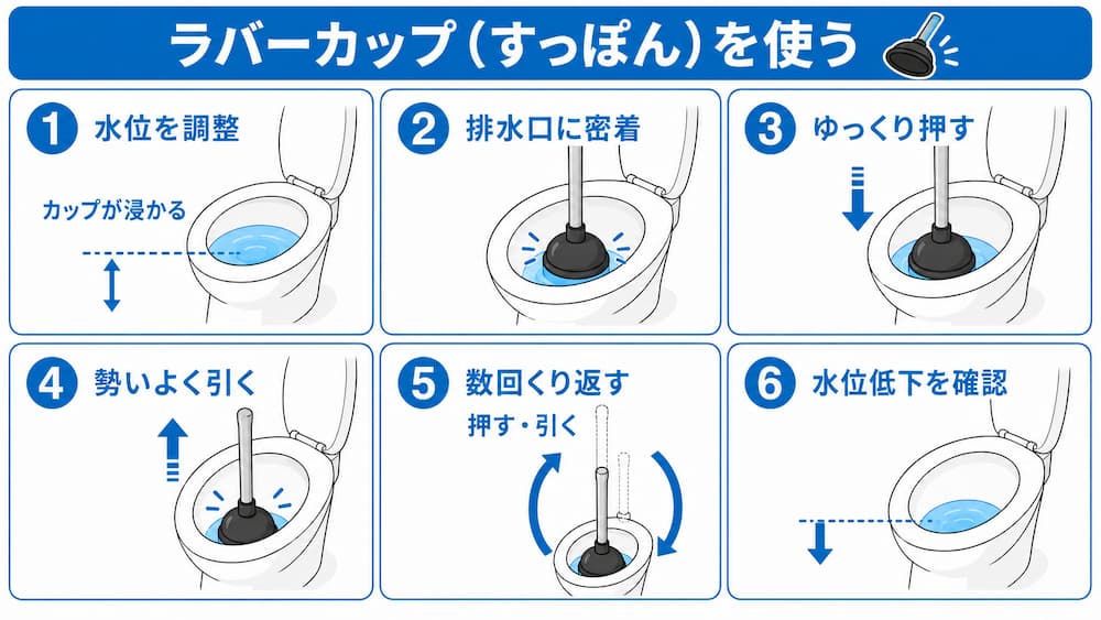 ラバーカップ（すっぽん）を使う