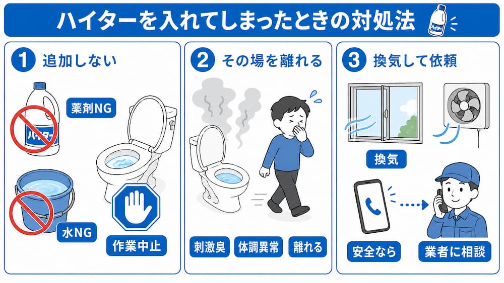 トイレつまりでハイターを入れてしまった場合の対処法